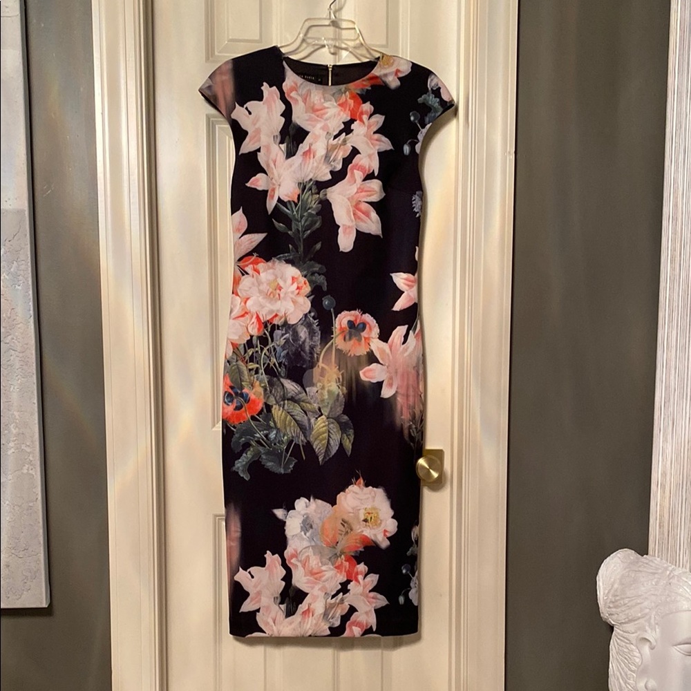 Floral Print Black Dress